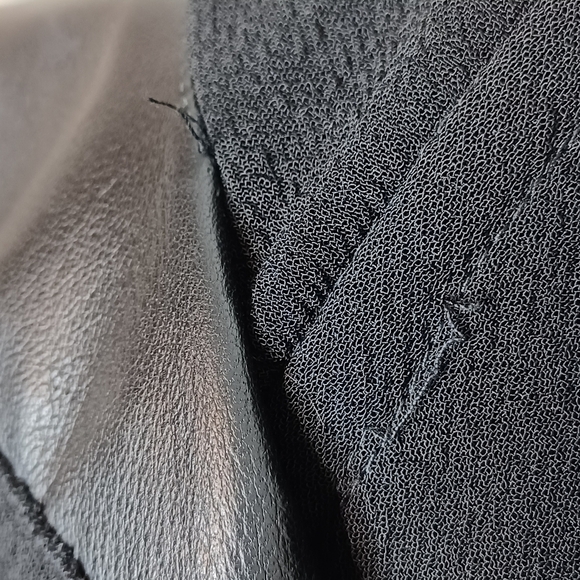 Rebecca Taylor Goth Grunge 100% Lamb Leather Trim Sz 6 Fit & Flare Dress - Picture 8 of 13